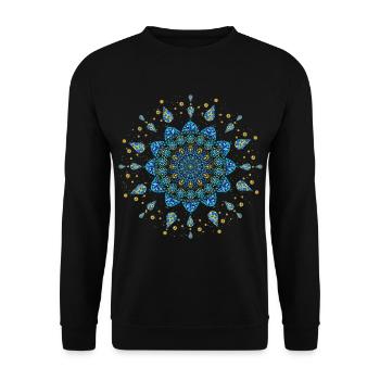 Mandala bleu turquoise or dot art - Sweat-shirt Unisexe - noir - Devant - Alina (178cm) & Michal (187cm)