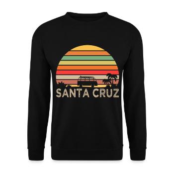 Santa Cruz Retro Surfer Gift T-Shirt Shirt - Unisex Sweatshirt - black - Front - Alina (178cm) & Michal (187cm)