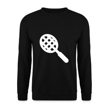 Tennis Tennisschläger Tennisspieler Federball - Unisex Pullover - Schwarz - Vorne - Alina (178cm) & Michal (187cm)