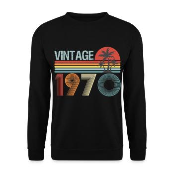 Vintage 1970's 50 Years Birthday Gift T-Shirt - Unisex Sweatshirt - black - Front - Alina (178cm) & Michal (187cm)