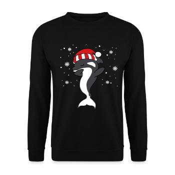 "Santa Dolphin" Christmas Design For December - Unisex Sweatshirt - black - Front - Alina (178cm) & Michal (187cm)