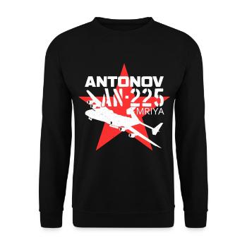 Antonov An225 Mriya TShirt Design Luftbrücke - Unisex Pullover - Schwarz - Vorne - Alina (178cm) & Michal (187cm)