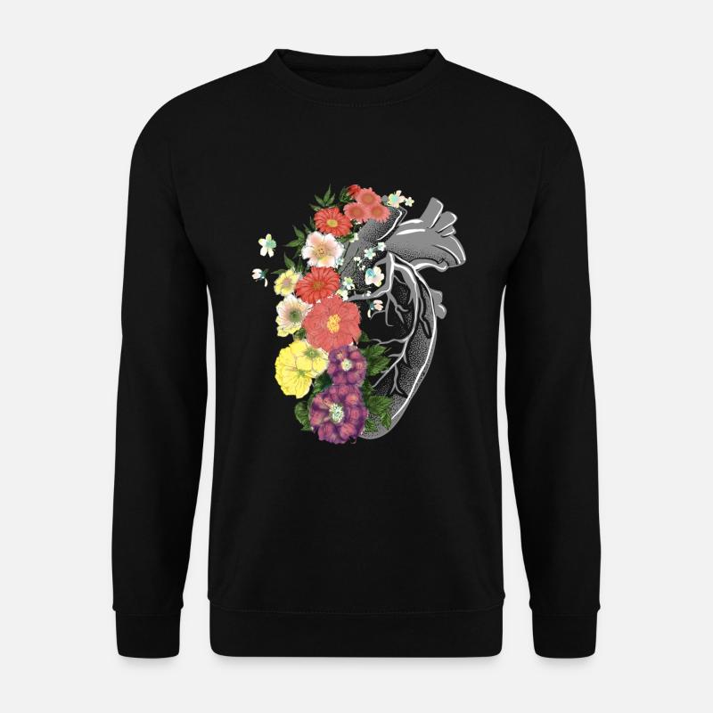 Herz blumen Bio Pflanzen Gesundes Organ - Unisex Pullover - Schwarz