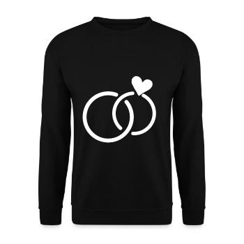 Mariage anneaux mariage coeur mariage engagement JGA amour - Sweat-shirt Unisexe - noir - Devant - Alina (178cm) & Michal (187cm)