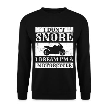 "Je ne ronfle pas je rêve je suis une moto" - Sweat-shirt Unisexe - noir - Devant - Alina (178cm) & Michal (187cm)
