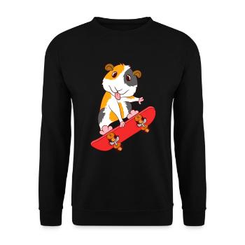 Skateboard Guinée Cochon Skate Sur Tshirt Design - Sweat-shirt Unisexe - noir - Devant - Alina (178cm) & Michal (187cm)