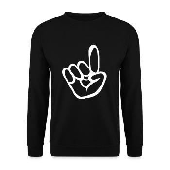 Hand sign gift sign forefinger - Unisex Sweatshirt - black - Front - Alina (178cm) & Michal (187cm)