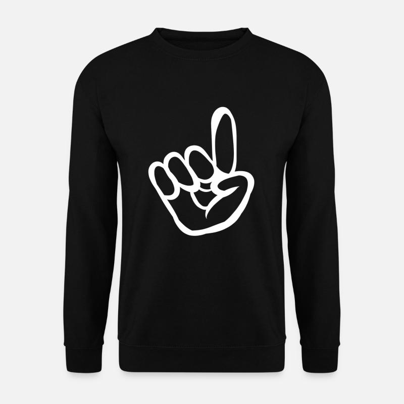 Handzeichen Geschenk Melden Zeigefinger - Unisex Pullover - Schwarz