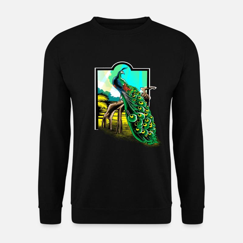 Pfau, Vogel Pfauenfeder Vogelart - Unisex Pullover - Schwarz