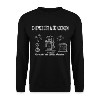 Labor Küche, Chemie ist wie kochen, Chemiker Humor - Unisex Pullover - Schwarz - Vorne - Alina (178cm) & Michal (187cm)
