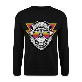 Illustration de singe de musique rétro gorille en colère - Sweat-shirt Unisexe - noir - Devant - Alina (178cm) & Michal (187cm)
