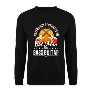 Bassist Bass Gitarre Alter Mann Opa - Unisex Pullover - Schwarz - Vorne - Alina (178cm) & Michal (187cm)
