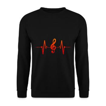 Music Is Life - Musik Herzschlag - Unisex Pullover - Schwarz - Vorne - Alina (178cm) & Michal (187cm)