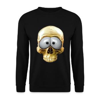 lustiger Totenkopf - Unisex Pullover - Schwarz - Vorne - Alina (178cm) & Michal (187cm)