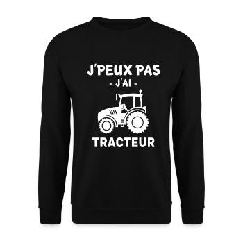 j'peux pas j'ai tracteur - Sweat-shirt Unisexe - noir - Devant - Alina (178cm) & Michal (187cm)