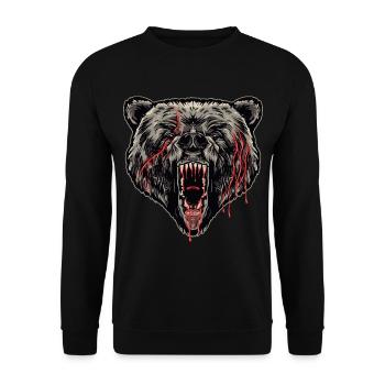 Horror Wild Bear Illustration - Unisex Sweatshirt - black - Front - Alina (178cm) & Michal (187cm)