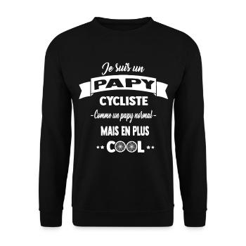 papy cycliste cool,vélo,cadeau,anniversaire,noël - Sweat-shirt Unisexe - noir - Devant - Alina (178cm) & Michal (187cm)
