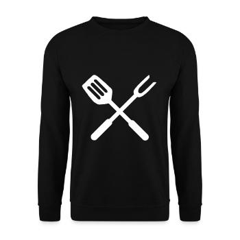 Grill tongs grilling barbecue grill cutlery gift - Unisex Sweatshirt - black - Front - Alina (178cm) & Michal (187cm)