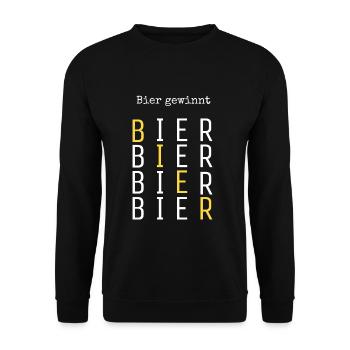 Bier gewinnt! - Unisex Pullover - Schwarz - Vorne - Alina (178cm) & Michal (187cm)