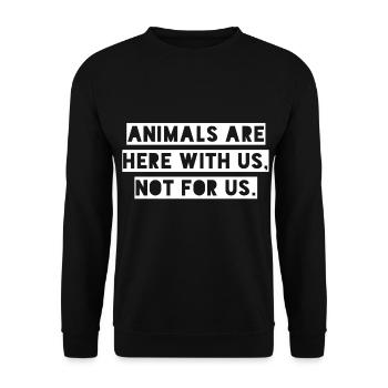 Tiere sind hier bei uns für Veganer - Unisex Pullover - Schwarz - Vorne - Alina (178cm) & Michal (187cm)