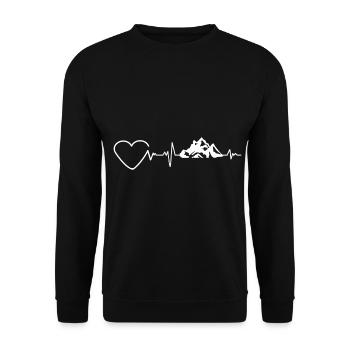 Mountain hiking heartbeat mountains mountain range mountaineering - Unisex Sweatshirt - black - Front - Alina (178cm) & Michal (187cm)