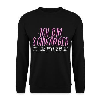 Ich bin Schwanger - Lustiger Spruch Geschenk Mama - Unisex Pullover - Schwarz - Vorne - Alina (178cm) & Michal (187cm)