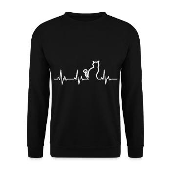 Cat Pet Pulse Cat Animal Kitten Cats ECG - Unisex Sweatshirt - black - Front - Alina (178cm) & Michal (187cm)