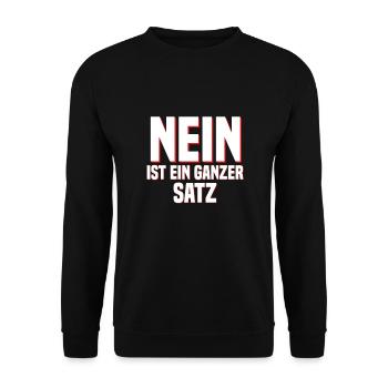 Nein ist ein ganzer Satz - Unisex Pullover - Schwarz - Vorne - Alina (178cm) & Michal (187cm)