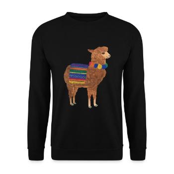 Lama Alpaca Vicuna Guanaco Peru Andes - Unisex Sweatshirt - black - Front - Alina (178cm) & Michal (187cm)