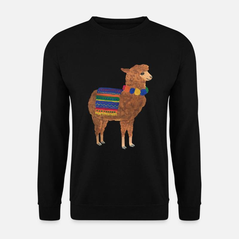 Lama Alpaka Vikunja Guanako Peru Anden - Unisex Pullover - Schwarz