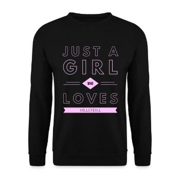 Nur ein Mädchen, das Volleyball liebt - Unisex Pullover - Schwarz - Vorne - Alina (178cm) & Michal (187cm)