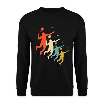 badmintion retro design - Unisex Pullover - Schwarz - Vorne - Alina (178cm) & Michal (187cm)