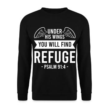 Bible Verse Psalm 91 4 - Unisex Sweatshirt - black - Front - Alina (178cm) & Michal (187cm)