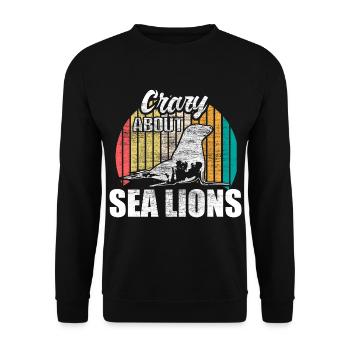 Seelöwe Niedlich Tiere Geschenkidee - Unisex Pullover - Schwarz - Vorne - Alina (178cm) & Michal (187cm)