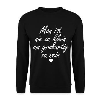 Man ist nie zu klein um großartig zu sein - Unisex Pullover - Schwarz - Vorne - Alina (178cm) & Michal (187cm)
