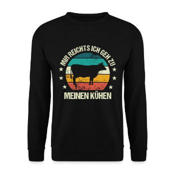 Kühe Bauer Rind Landwirt Kuh Lustiger Spruch - Unisex Pullover - Schwarz - Vorne - Alina (178cm) & Michal (187cm)