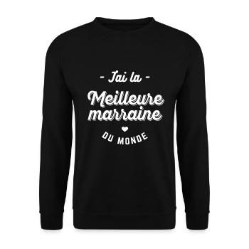 J'AI LA MEILLEURE MARRAINE DU MONDE - Sweat-shirt Unisexe - noir - Devant - Alina (178cm) & Michal (187cm)