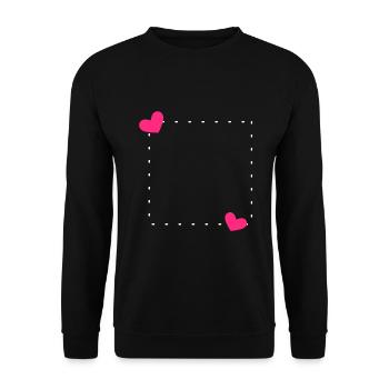 Herz Rahmen Ornament Linie - Unisex Pullover - Schwarz - Vorne - Alina (178cm) & Michal (187cm)