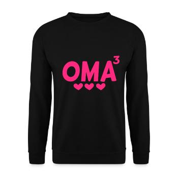 Oma hoch Drei - Dreifache Oma - Unisex Pullover - Schwarz - Vorne - Alina (178cm) & Michal (187cm)