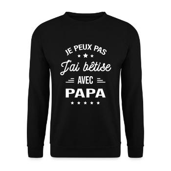 JE PEUX PAS J'AI BÊTISE AVEC PAPA - Sweat-shirt Unisexe - noir - Devant - Alina (178cm) & Michal (187cm)