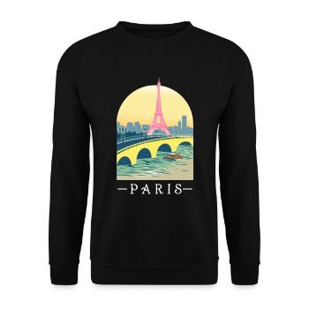 Paris Frankreich Eiffelturm Turm Stadt Reisen Sein - Unisex Pullover - Schwarz - Vorne - Alina (178cm) & Michal (187cm)