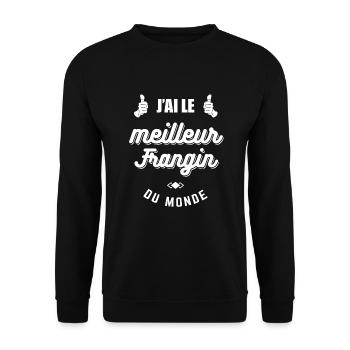 J'AI LE MEILLEUR FRANGIN DU MONDE - Sweat-shirt Unisexe - noir - Devant - Alina (178cm) & Michal (187cm)