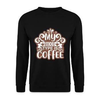 My Blood Type Is Coffee Sticker - Unisex Sweatshirt - black - Front - Alina (178cm) & Michal (187cm)