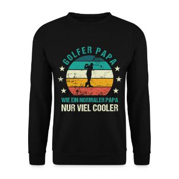 Golfer Papa Golfen Vater Golfspieler Vatertag - Unisex Pullover - Schwarz - Vorne - Alina (178cm) & Michal (187cm)