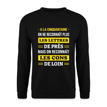 RECONNAÎTRE LES CONS DE LOIN - Sweat-shirt Unisexe - noir - Devant - Alina (178cm) & Michal (187cm)
