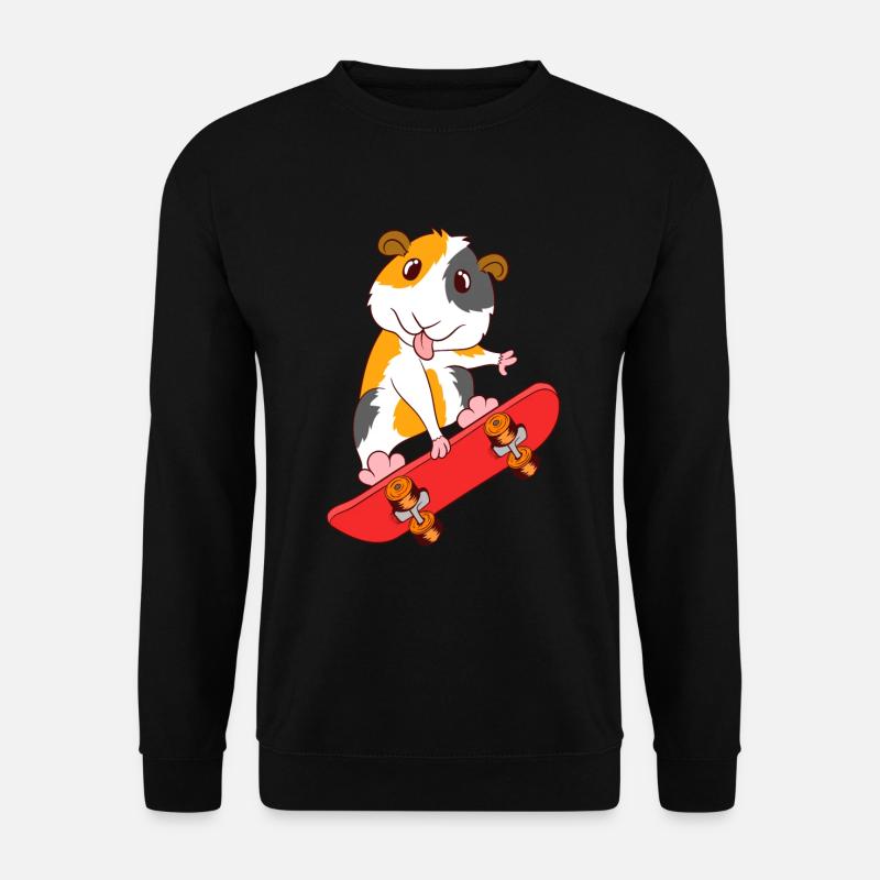 Skateboarding-Meerschweinchen-Rochen auf T-Shirt - Unisex Pullover - Schwarz