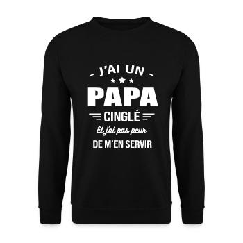 J'AI UN PAPA CINGLÉ - Sweat-shirt Unisexe - noir - Devant - Alina (178cm) & Michal (187cm)