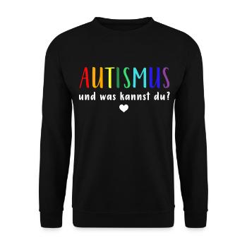 Autismus Autist | und was kannst du? - Unisex Pullover - Schwarz - Vorne - Alina (178cm) & Michal (187cm)