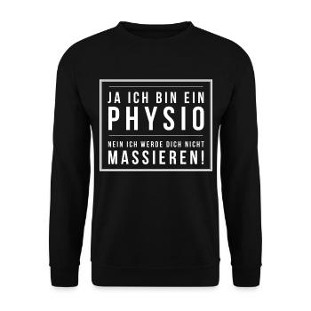 Ja ich bin Physio nein ich werde dich nicht - Unisex Pullover - Schwarz - Vorne - Alina (178cm) & Michal (187cm)