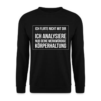 Ich Analysiere deine Körperhaltung Physio Spruch - Unisex Pullover - Schwarz - Vorne - Alina (178cm) & Michal (187cm)